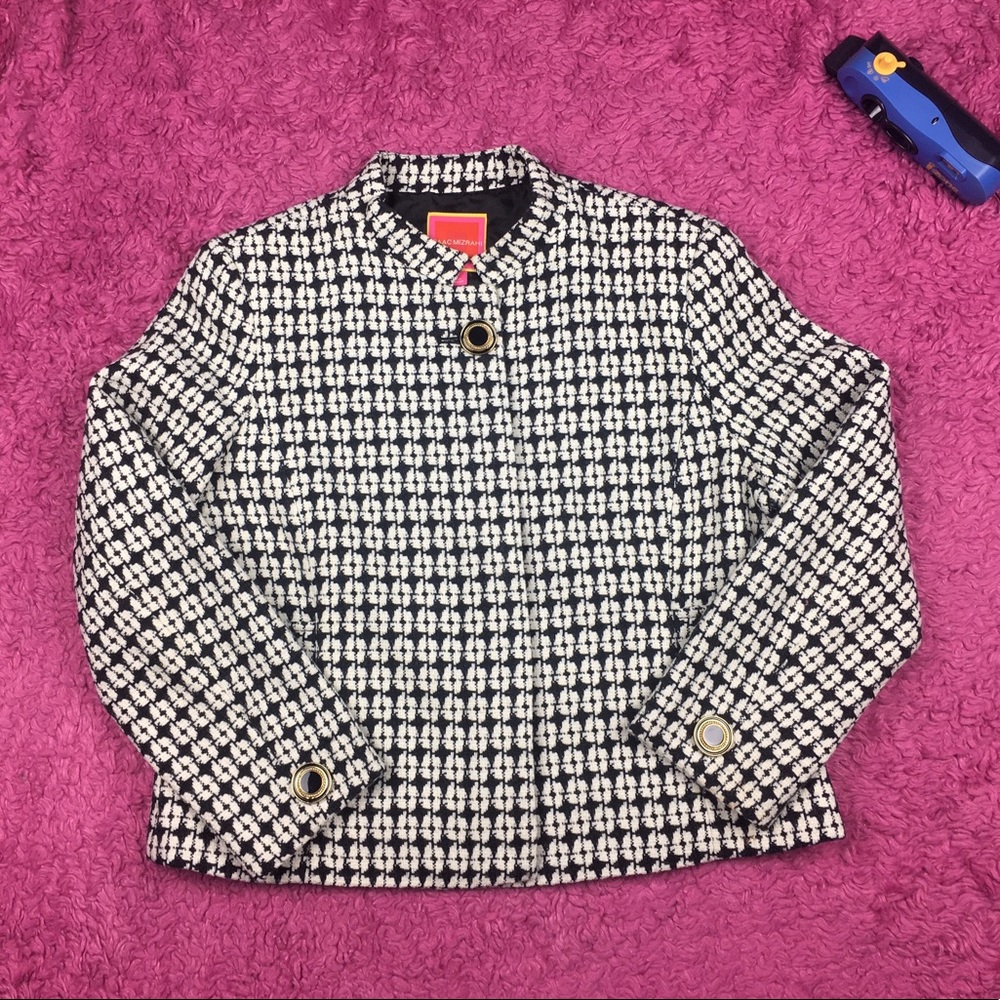 Isaac Mizrahi Jacket Houndstooth Big Buttons 14