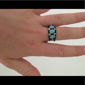 Vintage 3-Stone Turquoise & Sterling Silver Ring