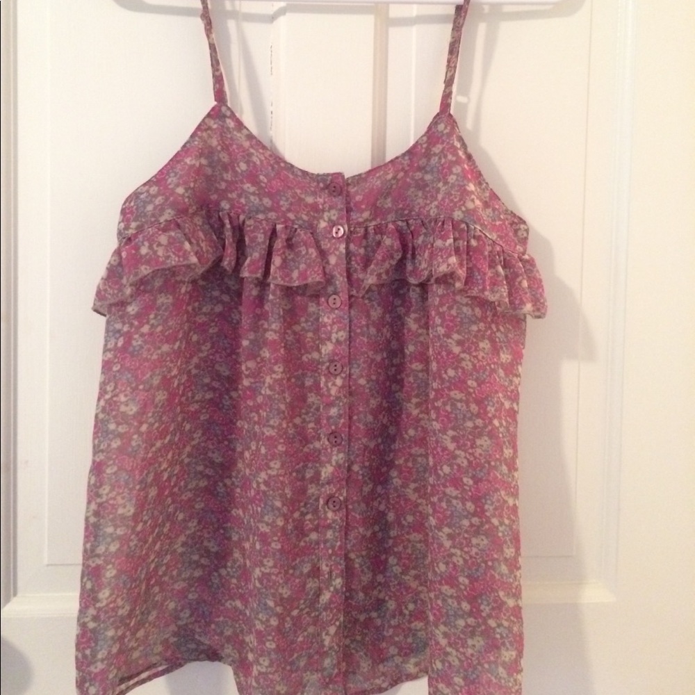 Pink Floral tank top-sheer & light weight