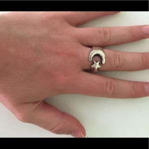 Vintage Sterling Silver Moon & Star Ring