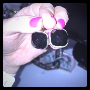 Black square statement earrings