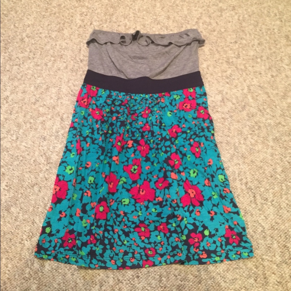 Strapless Floral Dress