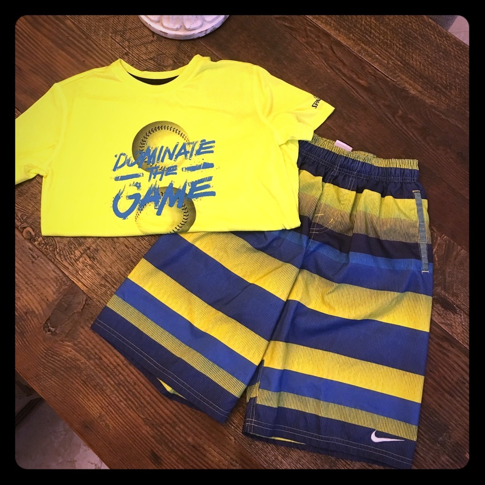 Nike swim trunks & Spalding shirt