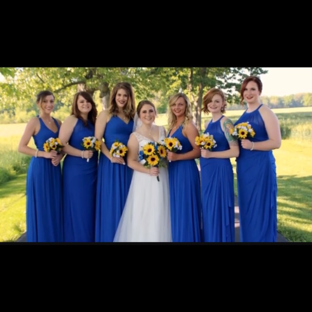 David's Bridal Bridesmaid Dress in color Horizon