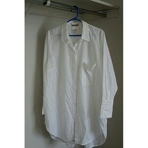 Extra Long White Button Up shirt NWT