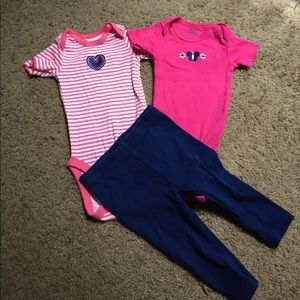 Pink and navy outfits