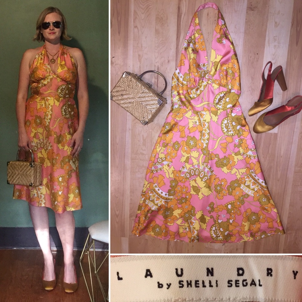 Laundry 60s Inspired Silk Halter Dress Size 4