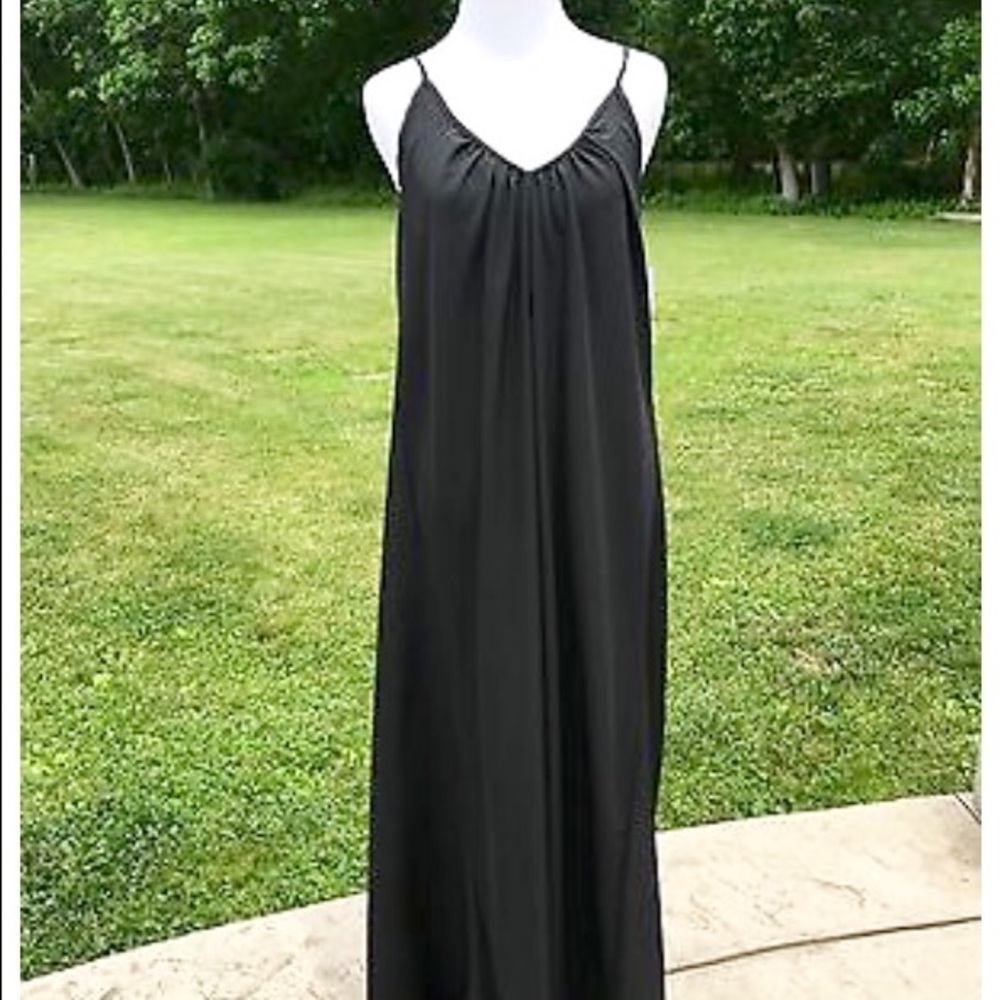 Long Black Drape Dress