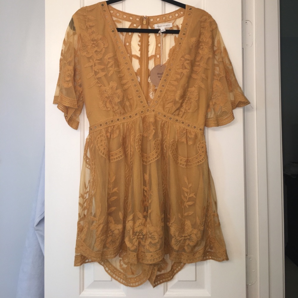 Mustard Lace Romper
