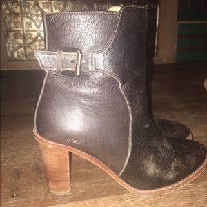 A.P.C.  Leather Buckle Ankle Boots