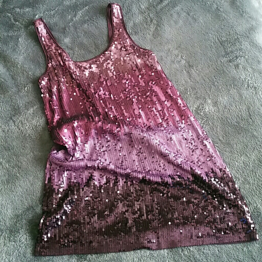 Express purple ombre sequin tank dress