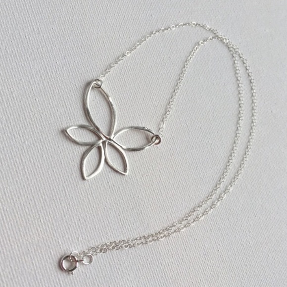 LAST ONE Lotus Marquise Sterling Silver Necklace - Picture 2 of 4