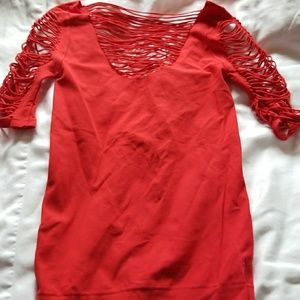 Red strappy fitted top never worn, but tags are of