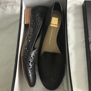 Black leather loafers