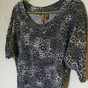 Grey Leopard Print Top