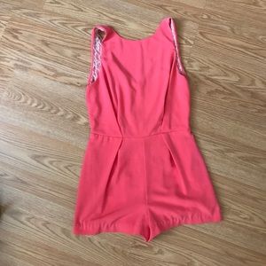 ASTR pink romper with lace back detail