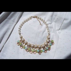 Statement Necklace: Pink, Green Pearl
