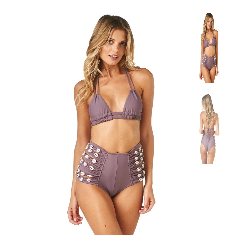 Triangle top + High wasted swim bottoms / Mauve