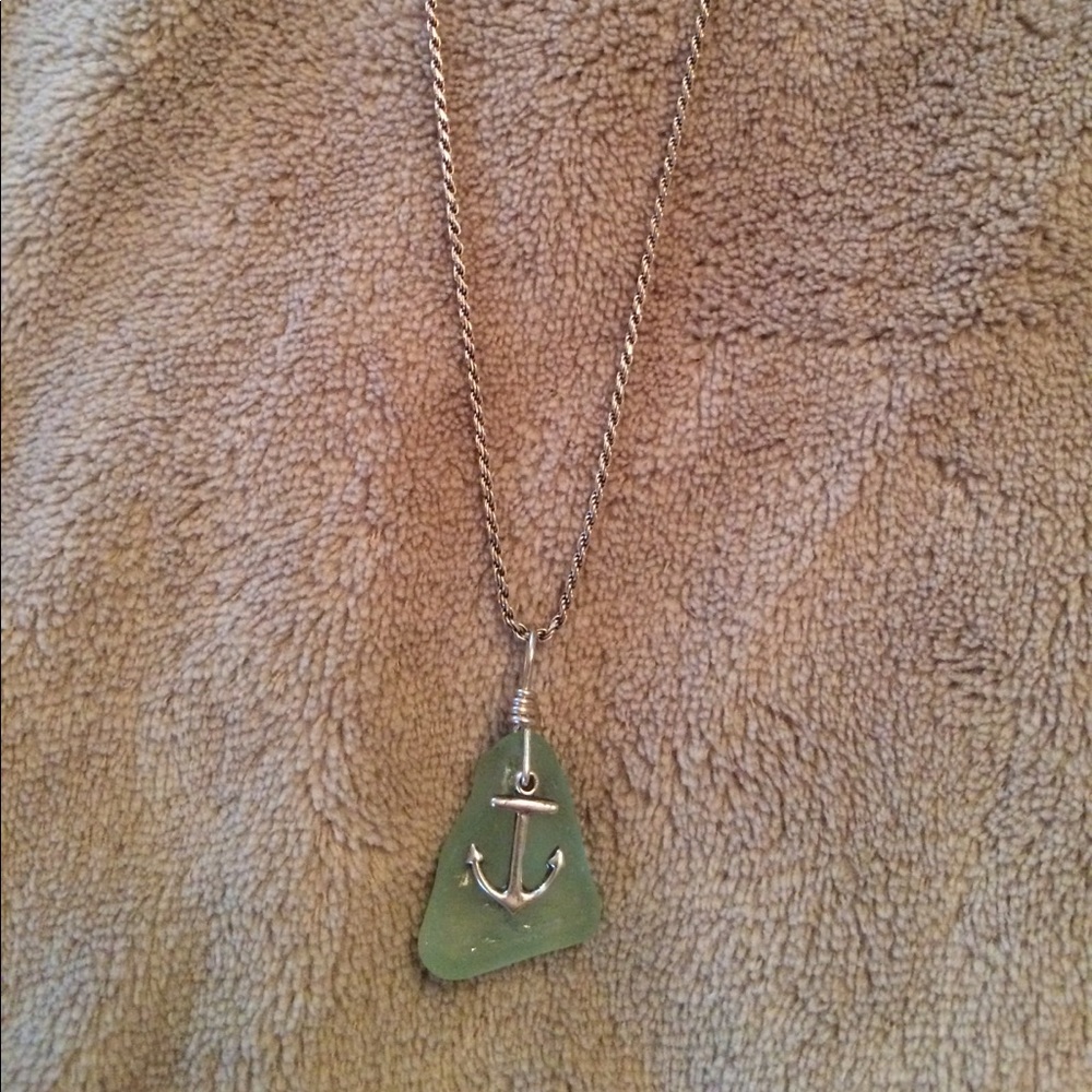 Sea Glass Anchor Necklace