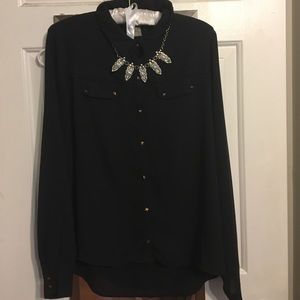 Forever 21 black and gold studded sheer top