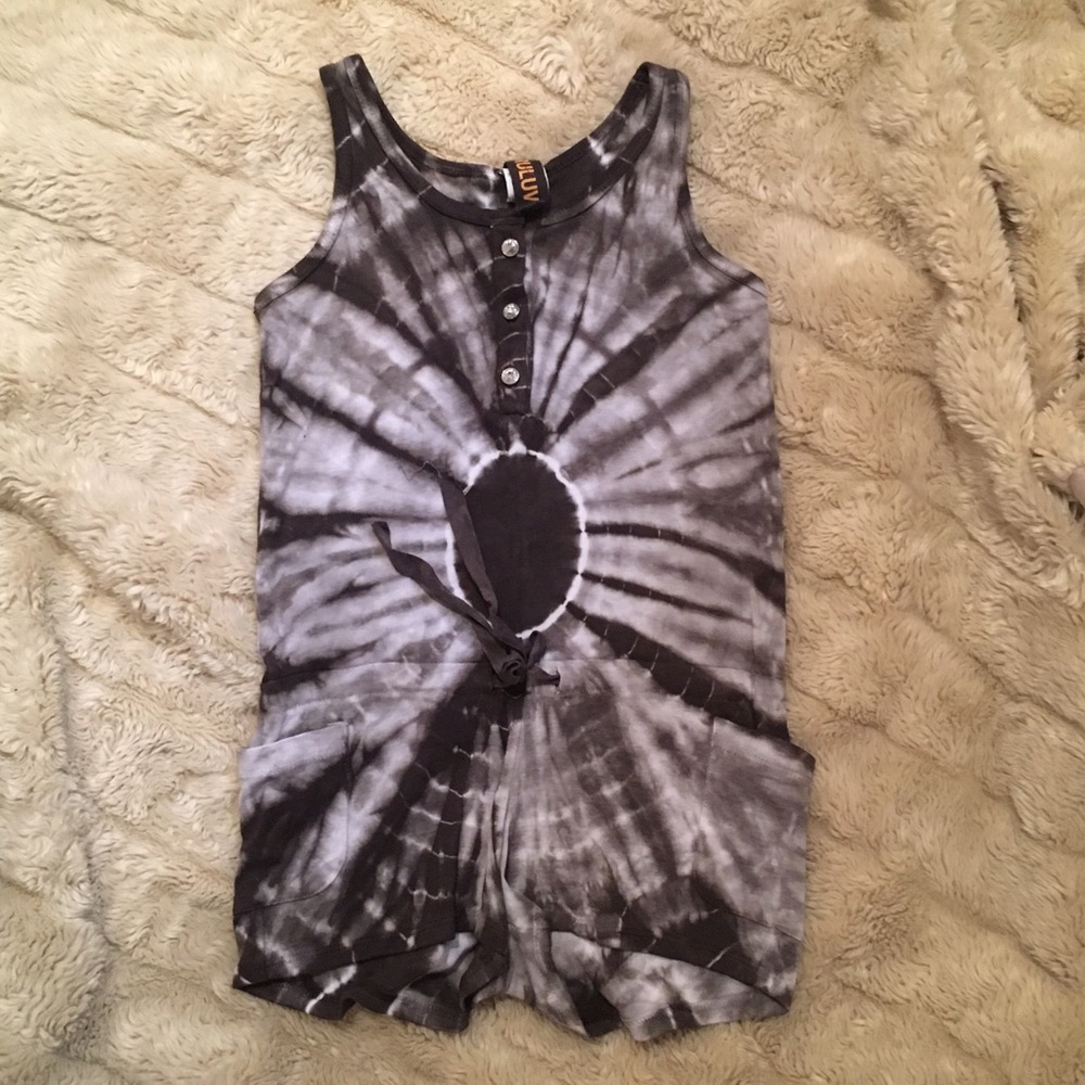 Boutique Brand Tru Luv Black Tie Dye Romper Sz 8