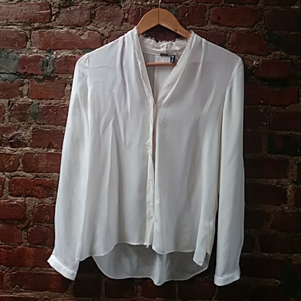 White silk Tahari blouse