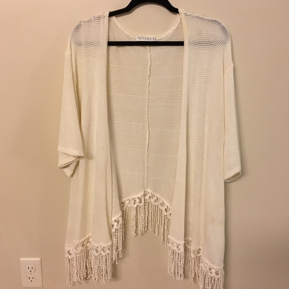 Shop Hope's Off White Fringe Cardigan