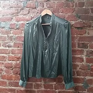 Green silk Tahari Blouse