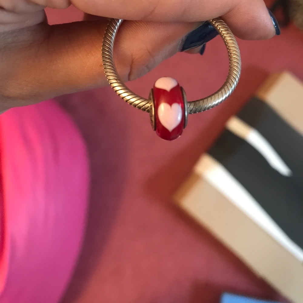 Red and pink heart Pandora charm