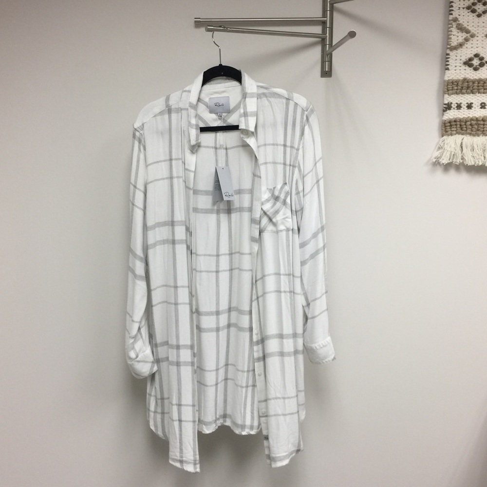 Grey and White Plaid Top