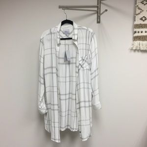 Grey and White Plaid Top