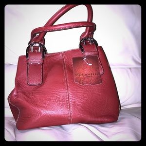 Tignanello new French tote pebble leather red