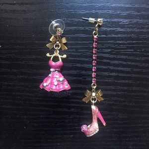 Betsey Johnson mismatched dress and shoe earrings