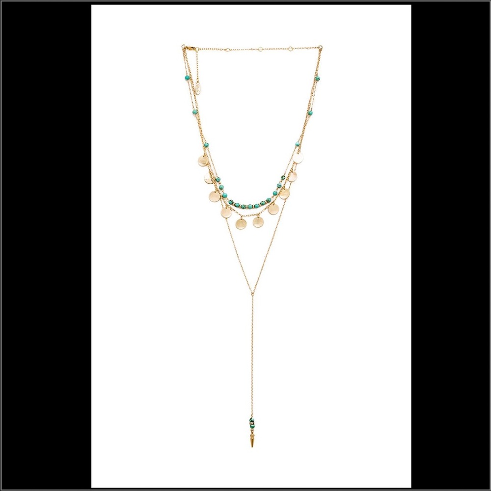 Ettika Disc and Bead Necklace in Gold + Turquoise