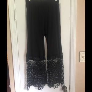Black knit Lace bottom pants,  sz 14-16