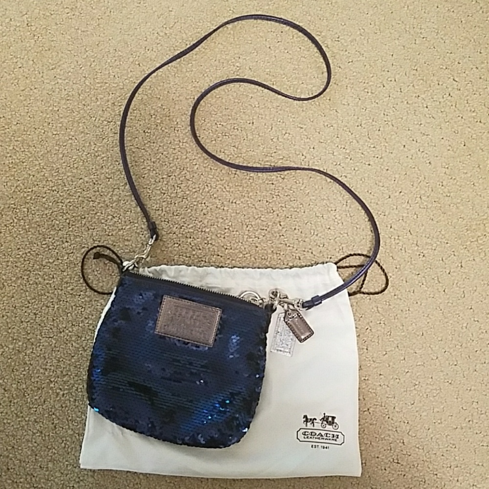 Navy sequin Coach Poppy crossbody purse