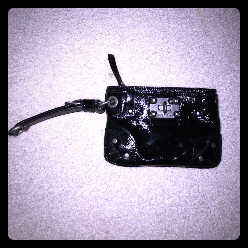 Juicy couture black patent leather clutch/wristlet