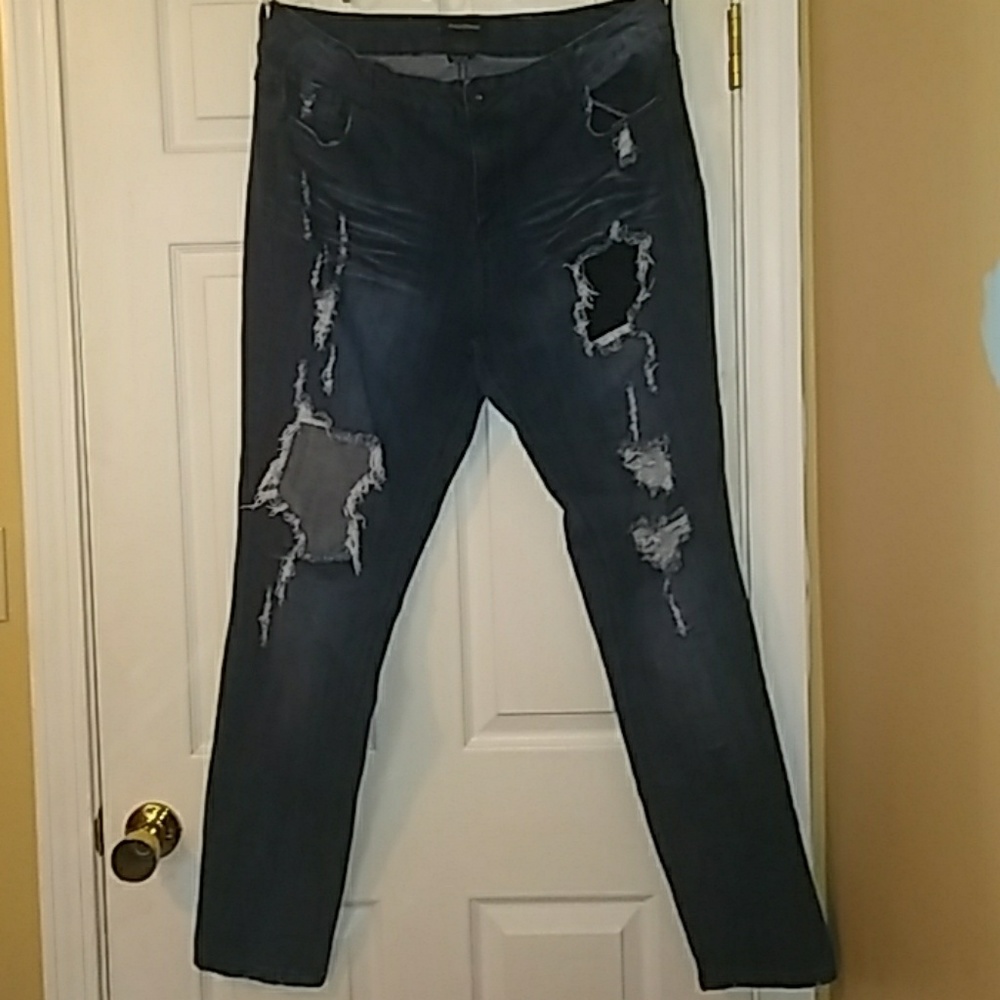 Ashley Stewart distressed skinny jeans