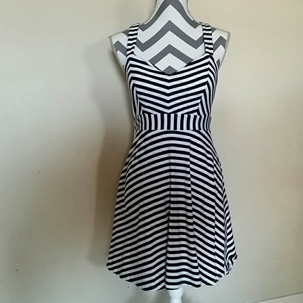 Black white striped dress