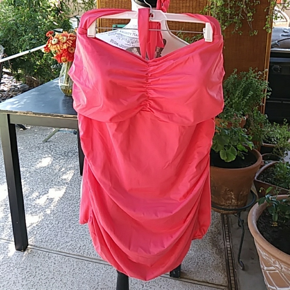 NWT Catalina Pink Halter Swimsuit Tummy Control 3X