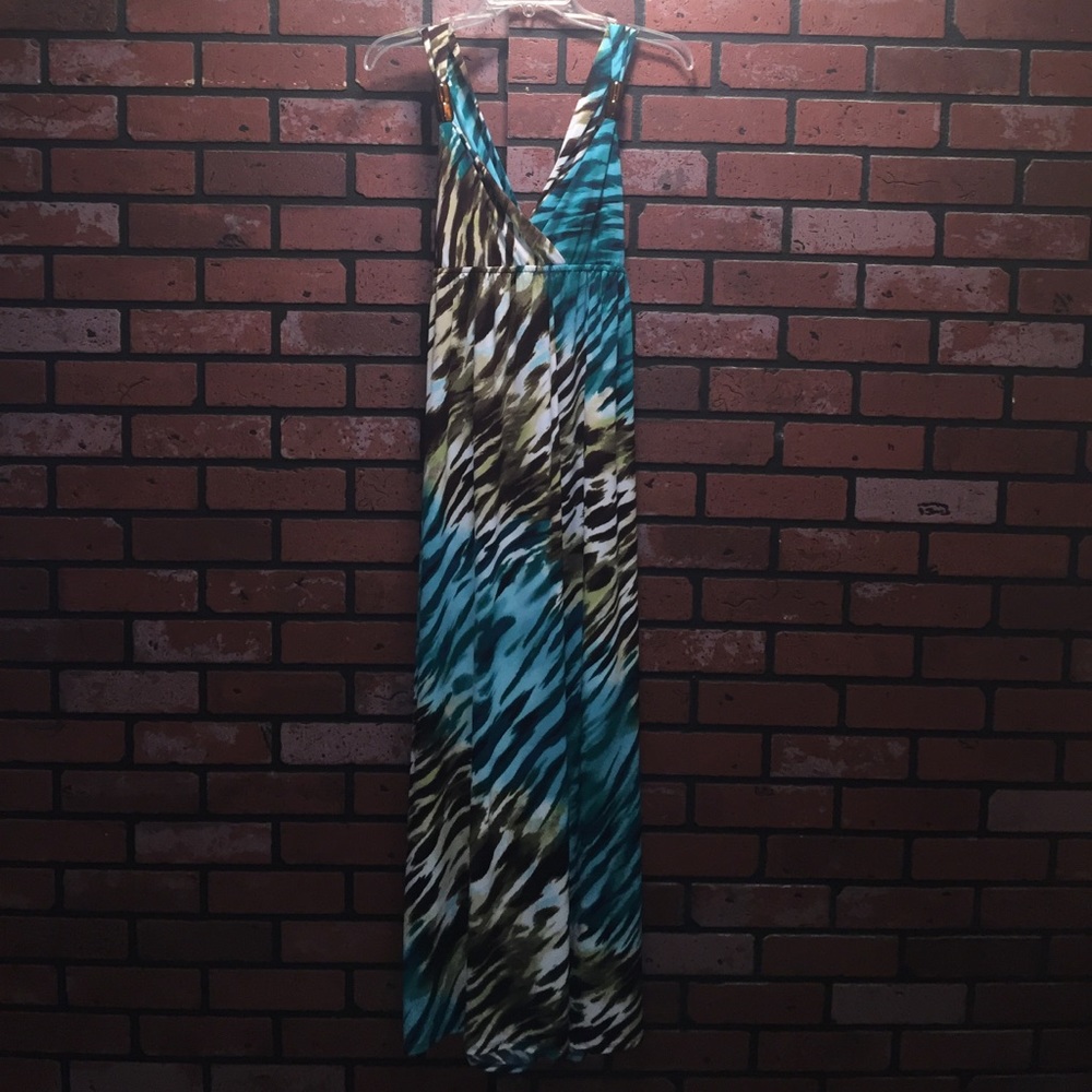 Zebra cross back maxi dress