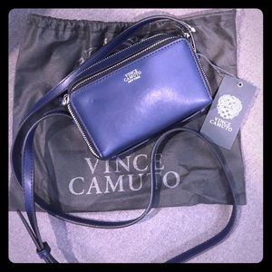 NWT navy leather Vince Camuto cross body