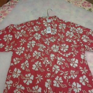 Old Navy size large Mens red Hawaiian print shirt