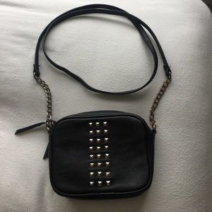 Black studded cross body bag