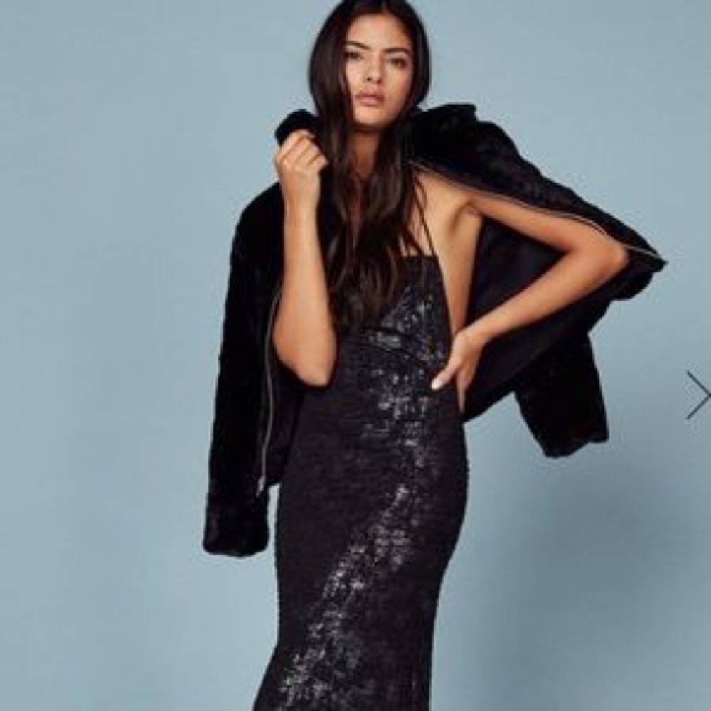NWT Reformation metallic Slayer backless dress