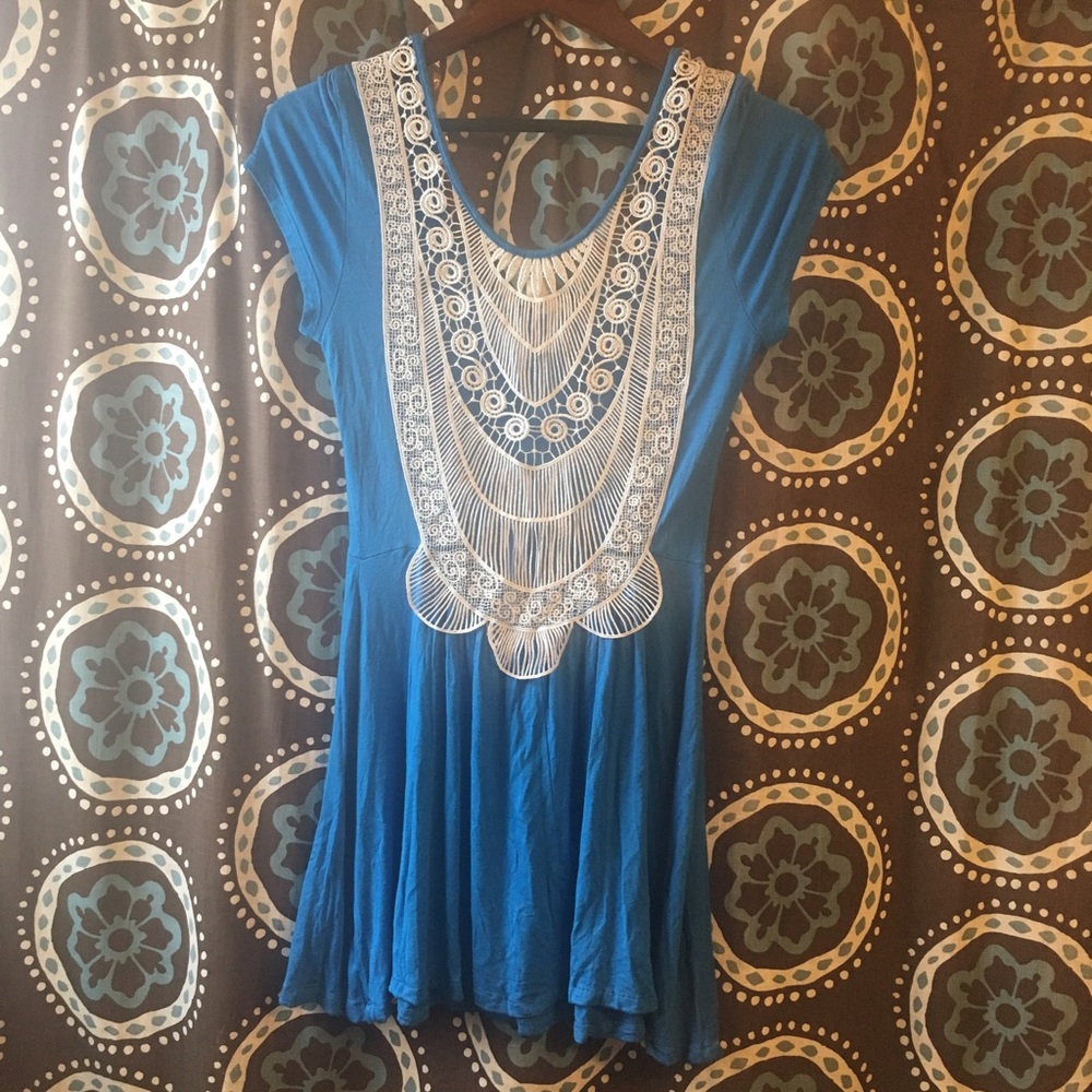 flowy blue sundress with back detail
