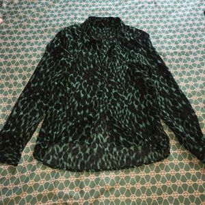 Forever 21 forest green, cheetah print blouse
