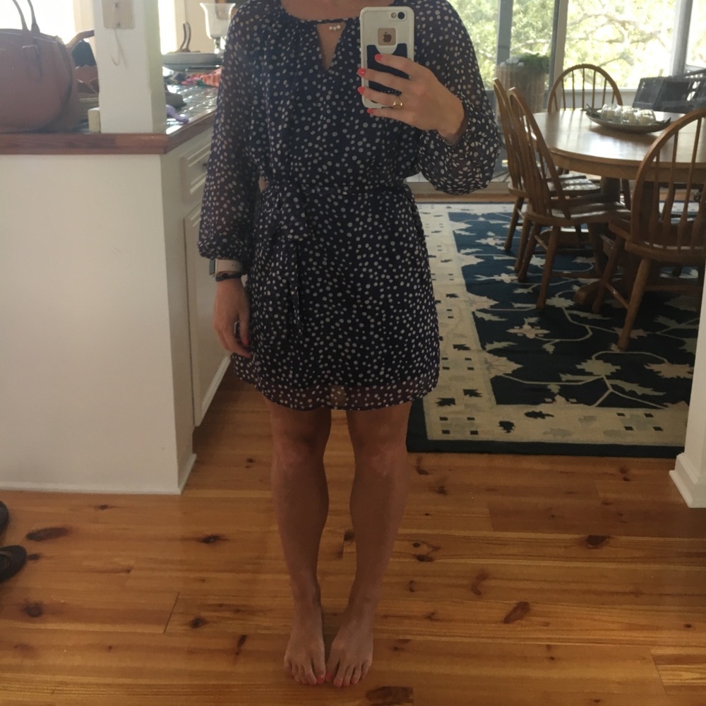 Navy and White pokadot dress