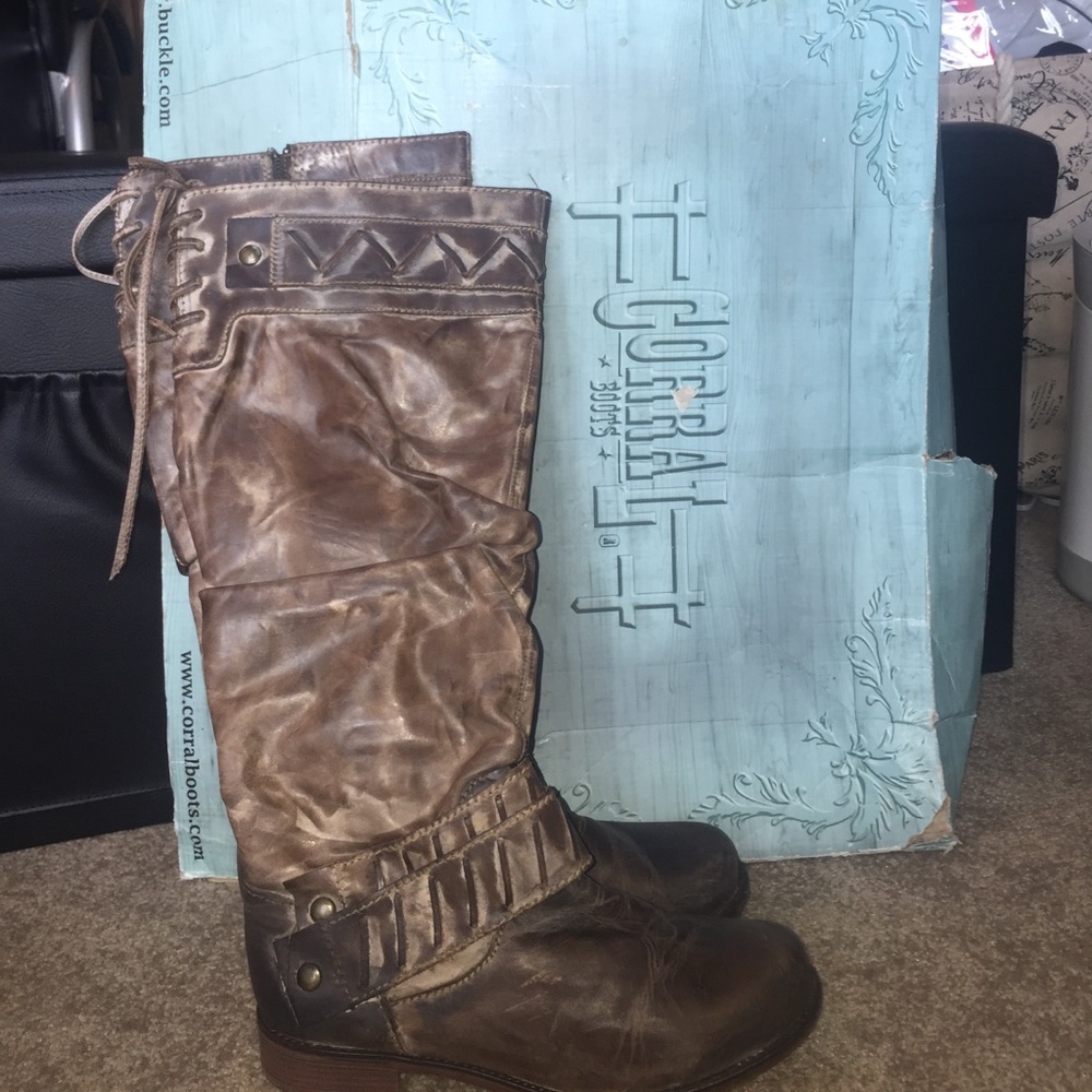 CORRAL Tall Slouch Lace top leather boots