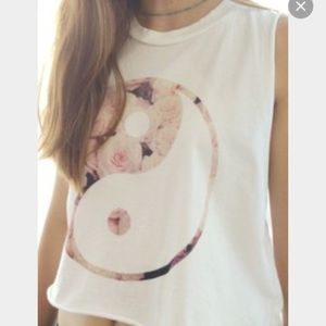 Brandy Melville ying/yang floral top